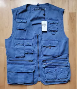 Polo Ralph Lauren Herren Small Chino Utility Jagd Angeln Sportler Weste Blau - Bild 1 von 14