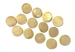Lot 14 Med Bakelite Style Variegated Beige Striated Plastic Shank Buttons READ - Picture 1 of 3