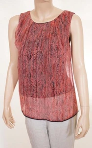 Ella Moss Womens Red Black Silk Lined Sleeveless Top Blouse S - Picture 1 of 1