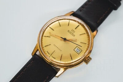 Roamer Searock Gold Plated Gents Vintage Wristwatch Hand Wound 34mm w/New Strap - Image 1 of 4