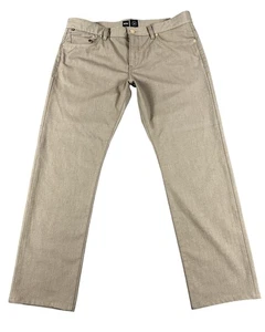 BOSS Delaware Pants Mens 36x31 Beige Slim Fit Stretch Performance Chino Trousers - Picture 1 of 10