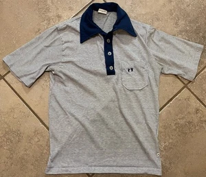 Vintage Hang Ten Polo Shirt Surf Beach California 70’s Navy And Gray Men’s Small - Picture 1 of 9