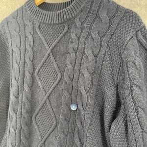 Abercrombie & Fitch maglione maglia cavo uomo blu navy medio girocollo - Foto 1 di 9
