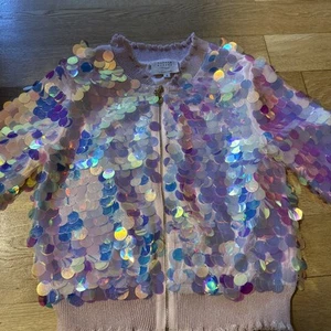 Hannah Banana Girl’s Mermaid Scales Holographic Sequin Bomber Jacket Size 8 - Picture 1 of 6