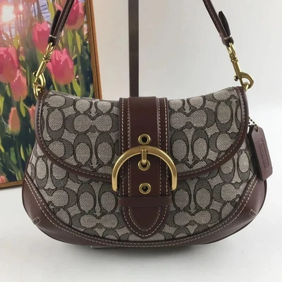 Soho Signature Jacquard top handle shoulder bag CJ814 Maple Brown Outlet - Image 1 of 4