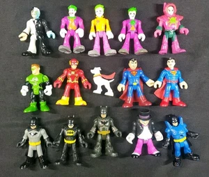 Lotto Figurine Imaginext DC Superfriends Batman Superman Flash Joker Variante - Foto 1 di 5