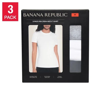 T-shirt girocollo donna Banana Republic a costine, confezione da 3 | scegli taglia - Foto 1 di 1