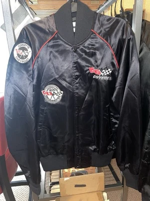 Винтажный California 1978 CORVETTE юбилей черный атласная куртка M Snap спереди XLNT - Изображение 1 из 4