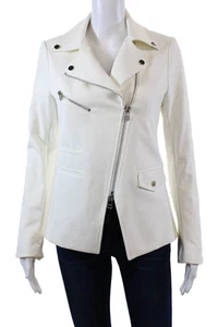Veronica Beard Womens Long Sleeve Asymmetrical Zip Blazer Jacket White Size 2 - Picture 1 of 7