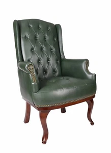 Orthopaedic High Back Chair Winged Armchair Fireside Queen Anne Fireside Leather - Picture 1 of 4