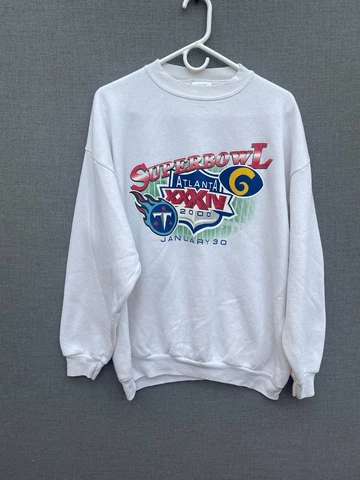 Vintage Tennessee Titans Men's Sweatshirt XL White St Louis Rams Super Bowl NFL Cover