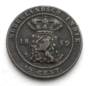 NETHERLANDS EAST INDIES 1/2 CENT 1859 KM#306 MM1.3 - Picture 1 of 2