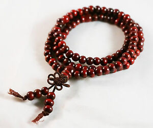 6mm Tibetan 108 Red Sandalwood Buddhist Prayer Beads Mala Bracelet Necklace