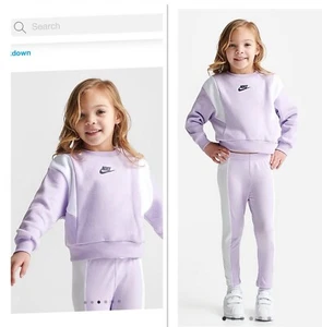 New Nike Little Girls 2-Piece Set Size 5 -Lavender Sweatshirt/Bottoms-$59Reg-NWT - Picture 1 of 10