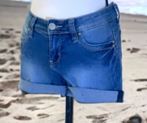 YMI Wanna Better Butt Junior Jean Shorts Size 5 Cuffed Blue - Picture 1 of 15