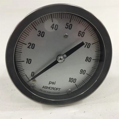 Ashcroft 0-100PSI Pressure Gauge Q-586 Back Mount 4" - Image 1 of 4