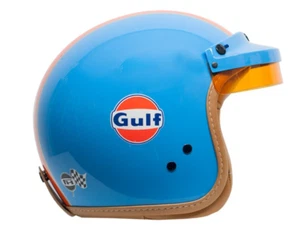 Casco Jet Gulf STEEVE MCQUEEN AZZURRO Vintage TG. M 58 - Picture 1 of 4