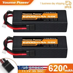 2pcs 11.1V 6200mAh 3S LiPo Battery Hard case TRX for Rc Tr Car Truck Buggy Boat - Picture 1 of 6
