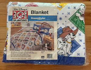 101 Dalmatians Disney 90’s VTG BLANKET FULL AND TWIN BED BY DREAMSTYLES 72"X90"