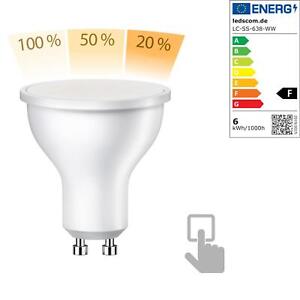 GU10 LED Leuchtmittel, PAR16, warmweiß (2700 K), 5,8 W, 500lm, 107°, 3-Stufen-Di