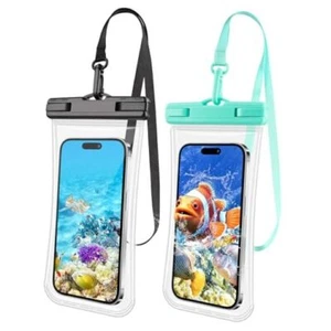 2 PCs Waterproof Phone Pouch, Clear Waterproof Phone Case for Black + Green - Picture 1 of 8