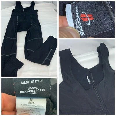 Hincapie Triathlon Suit Bibs M Men Black Poly Italy Zip Ankles YGI E1-226 - Image 1 of 4