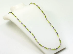 Vintage Handcrafted OOAK Purple Green Fluorite Gemstone Necklace 33" Bead - Picture 1 of 5