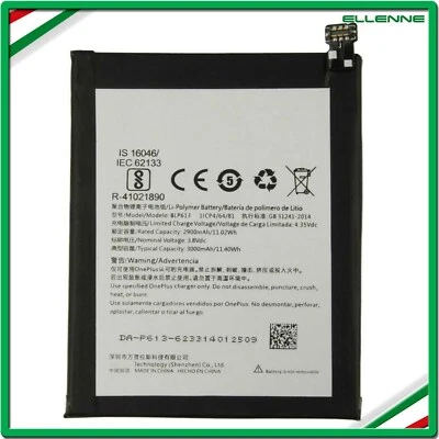 ✅BATTERIA PER ONEPLUS 1+ BLP613 PER ONE PLUS 3 3000MAH RICAMBIO NUOVA ✅ - Immagine 1 di 3