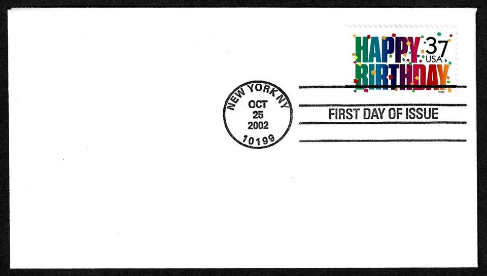 USA, SCOTT # 3695, BLANK READY FOR CACHET FDC COVER OF 37¢ HAPPY BIRTHDAY 2002 - Image 1 of 1