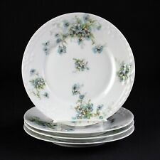 Theodore Haviland Schleiger 162H Blue Floral Salad Plates Set 4, Antique 7 5/8"