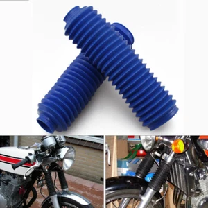 Motorcycle Blue Rubber Shock Absorber Front Fork Protector Cover Gaiters Boot 2X - Picture 1 of 10