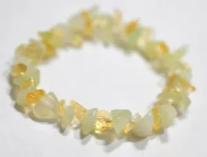 CITRINE & NEW JADE CRYSTAL HEALING CHIP BEAD BRACELET+ FREE CITRINE TUMBLESTONE - Picture 1 of 4