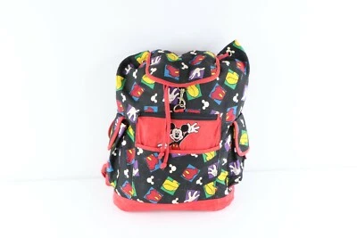 Mochila Bolso Mochila Vintage Años 90 Disney Mickey Mouse Estampado Completo Cargador Superior Foto 1 de 4