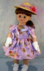 18" Doll Clothes Garden Theme on Lavender Dress Hat Gloves by Jane Ellen