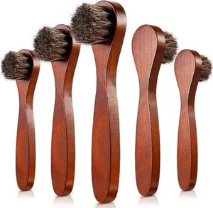 Jovitec 5 Pack Shoe Shine Brush Dauber Polish Applicator Brush Horsehair Wooden - Picture 1 of 6