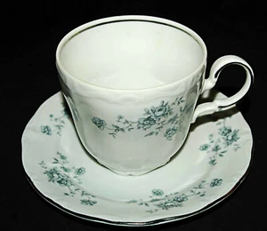 Platillo taza guirnalda Johann Haviland té café recorte plateado Baviera hecho en alemán - Imagen 1 de 1