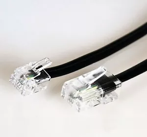 1m Modular-Anschluss-Kabel 8P4C / 6P4C RJ-45 RJ-11 Stecker kurz schwarz 1,0 m - Bild 1 von 2