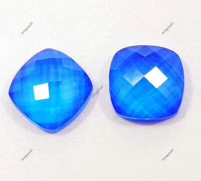 18 Ct Natural Extremely Blue Aquamarine Square Cut Certified Loose Gemstone Pair - Image 1 of 4