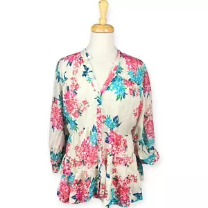 Top tunica donna Sundance seta floreale morbido taglia media primavera boho contadino hippie - Foto 1 di 16