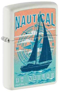Zippo 46150, Buck Wear-Nautical By Nature, White Matte Finish Lighter, NEW - Picture 1 of 3