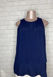 $98 J.Crew Women's Navy Blue A-line Tank Top Shirt Sleeveless Loose Blouse Sz 8 - Picture 1 of 8