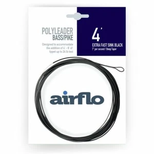 AIRFLO POLYLEADER BASS PIKE 4' FOOT EXTRA FAST SINKING 7IPS FLY FISHING LEADER - Picture 1 of 2