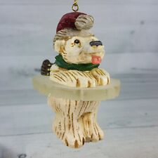 Vintage Ice Cubs 4" Ornament On Thin Ice Polar Bear Faux Carved Wood D. Frykman