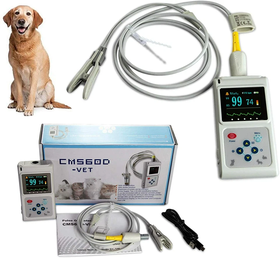 CONTEC Cms60d-vet Spo2 Pulse Oximeter Tongue Ear Blood Oxygen Monitor FDA