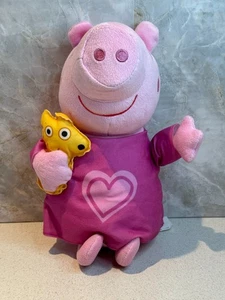 Peppa Pig Plüschpuppe 12 Zoll Stofftier rosa Kleid mit Herz & Teddy - Hasbro 2022 - Bild 1 von 7