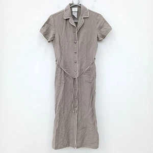 Vintage Lauren Ashley Shirt Dress Size UK8 Women's Grey Linen FLT03-TR - Picture 1 of 6
