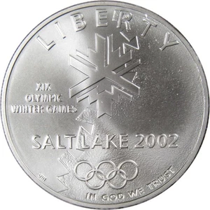 Salt Lake City Olympic Games Commemorative 2002 P 90% Silver Dollar BU $1 Coin - Picture 1 of 2
