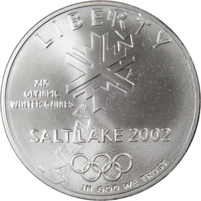 Salt Lake City Olympic Games Commemorative 2002 P 90% Silver Dollar BU $1 Coin - Image 1 of 2