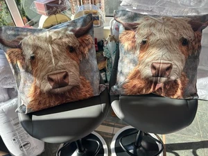 2 X Hermosas Fundas de Cojín de Vaca Highland Cojines Decorativos - Oferta de Navidad. - Imagen 1 de 2