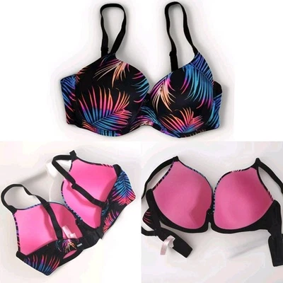 PINK Victoria’s Secret 36DD Tropical Print Underwire Bra Bikini Top Women’s - Image 1 of 4